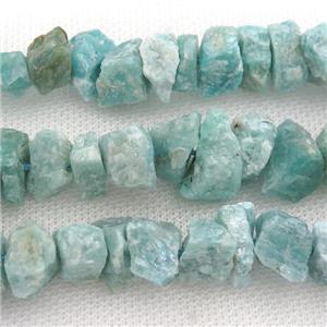 green Amazonite chip beads, rough, freeform, approx 8-15mm