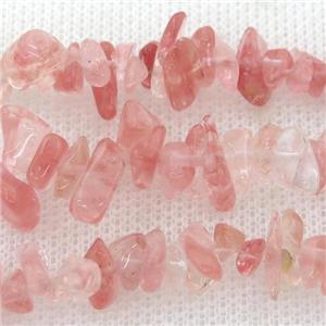 pink watermelon Quartz chip beads, approx 5-8mm