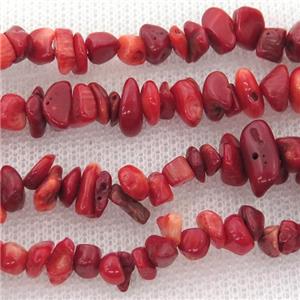 red coral chip beads, approx 5-8mm