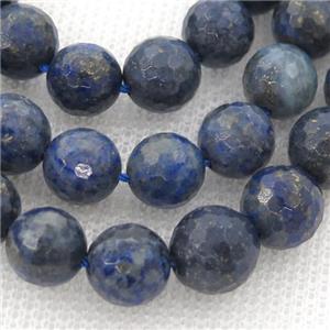faceted round Lapis beads, blue treated, approx 10mm dia