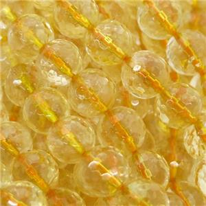 yellow Citrine Beads, faceted round, approx 6mm dia
