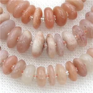 peach MoonStone rondelle beads, approx 4-8mm
