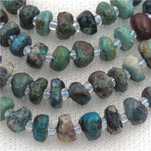 Chrysocolla rondelle beads, approx 4-8mm