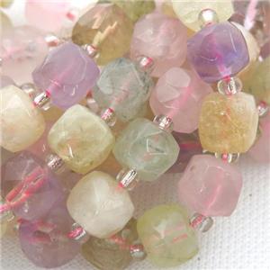 mix Gemstone Beads, faceted cube, approx 8mm