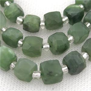 green Canadian Chrysoprase Beads, faceted cube, approx 8mm
