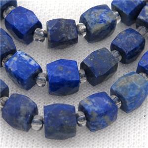 blue Lapis Lazuli Beads, faceted cube, approx 10mm