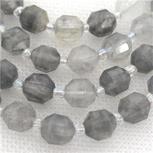 gray Cloudy Quartz bullet beads, approx 9-10mm