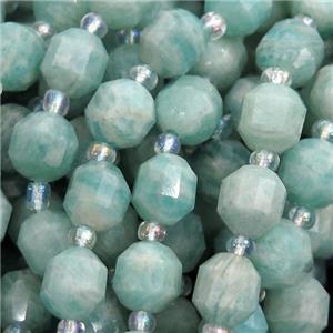 green Amazonite bullet beads, approx 9-10mm