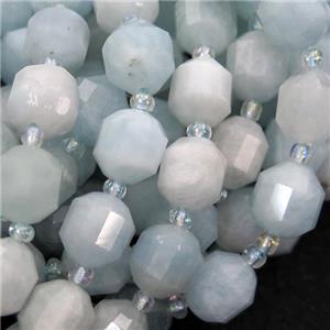 blue Aquamarine bullet beads, approx 9-10mm
