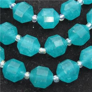 Amazonite bullet beads, green treated, approx 9-10mm