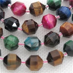 Tiger eye stone bullet beads, mix color, approx 9-10mm