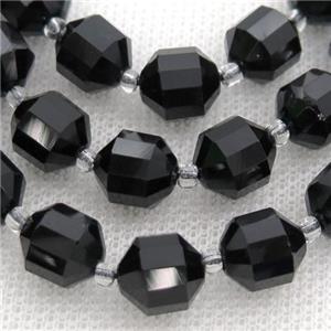 black Onyx Agate bullet beads, approx 7-8mm