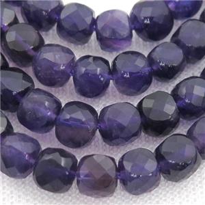 purple Amethyst Beads, faceted cube, approx 7mm