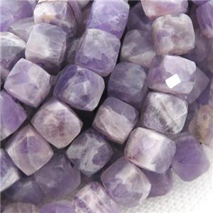 dogteeth Amethyst Beads, faceted cube, approx 7mm