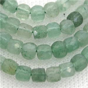 green Strawberry Quartz Beads, faceted cube, approx 4mm