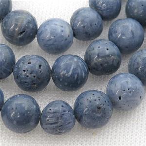 blue Coral Fossil Beads, round, approx 10mm dia
