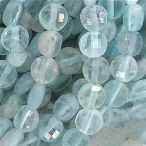 lt.blue Apatite Beads, faceted coin, approx 4mm dia