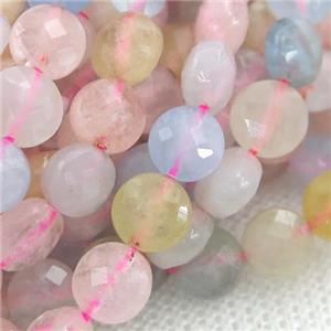 Morganite Beads, faceted circle, approx 6mm dia
