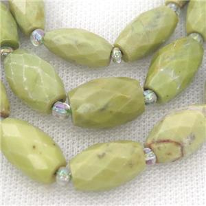 olive Mongolian Turquoise beads, faceted barrel, approx 11-18mm