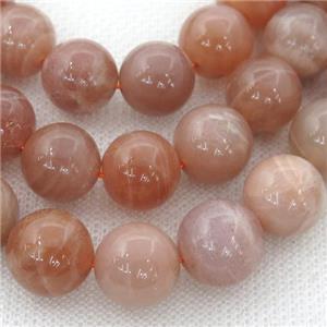 peach MoonStone beads, round, approx 5mm dia