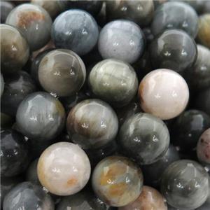 round Hawkeye Stone Beads, approx 6mm dia