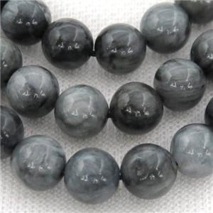 black Hawkeye Stone Beads, round, approx 10mm dia