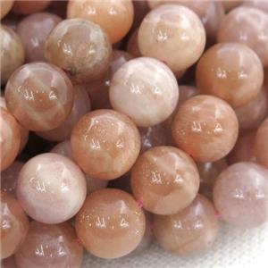 peach Sunstone Beads, round, approx 8mm dia
