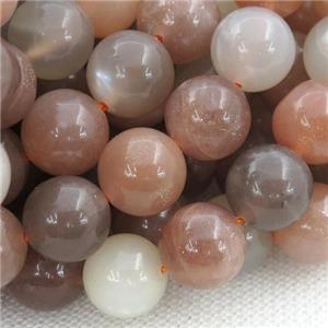round MoonStone Beads, mix color, approx 6mm dia