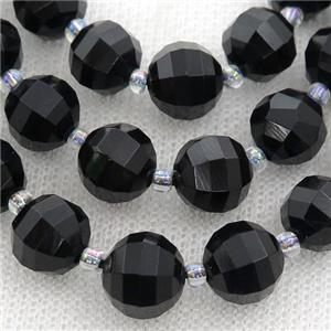 black Onyx Agate lantern Beads, approx 10mm dia