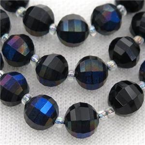 black Onyx lantern beads, electroplated, approx 10mm dia
