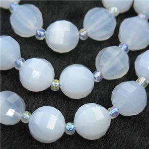 blue Chalcedony lantern beads, approx 8mm dia