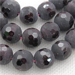 round matte Garnet Beads, faceted, approx 11mm dia