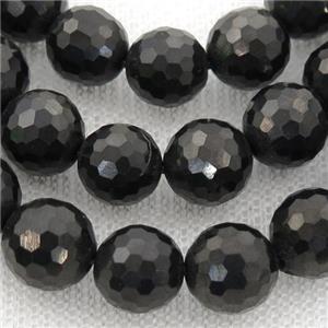 black Coal Crystal Beads, faceted round, approx 10mm dia