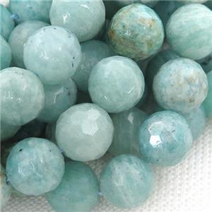 green Amazonite Beads, faceted round, approx 7mm dia