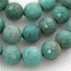 green Grass Agate Beads, faceted round, approx 8mm dia