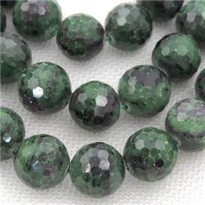 ruby Zoisite Beads, faceted round, approx 15mm dia