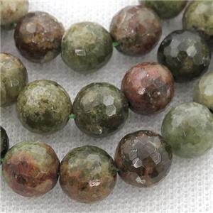 green Garnet Beads, faceted round, approx 12mm dia