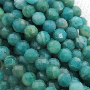 green Russian Amazonite Beads, faceted round, approx 3.5mm dia