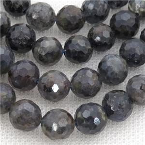 Iolite Beads, faceted round, B-grade, inkblue, approx 6mm dia
