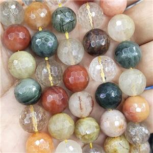 mix Rutilated Quartz Beads, faceted round, approx 6mm dia