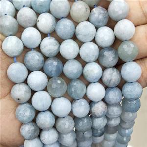 Natural Blue Aquamarine Beads Faceted Round, approx 10mm dia
