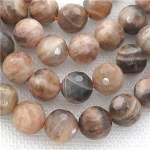 black SunStone Beads, faceted round, approx 10mm dia