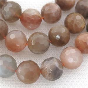 multicolor MoonStone Beads, faceted round, approx 6mm dia