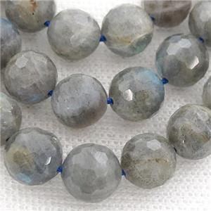 Labradorite Beads, faceted round, B-grade, approx 8mm dia