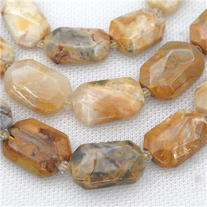 yellow Crazy Agate Beads, faceted rectangle, approx 13-20mm