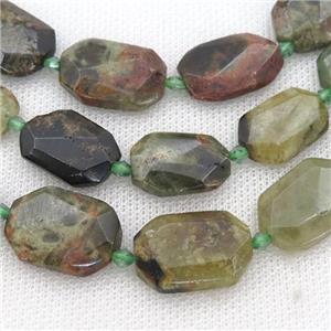 green Garnet Beads, faceted rectangle, approx 13-20mm