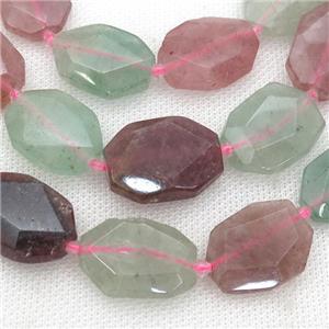 Strawberry Quartz Beads, faceted rectangle, mixed, approx 13-20mm