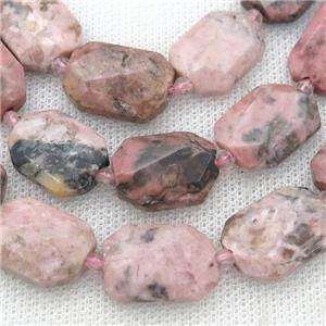 pink Rhodonite Beads, faceted rectangle, approx 13-20mm