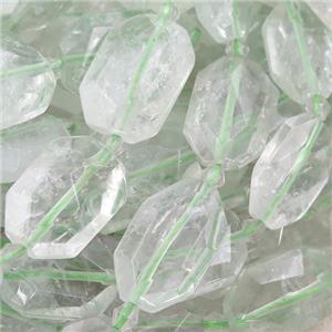 Green Quartz Beads, faceted rectangle, approx 13-20mm