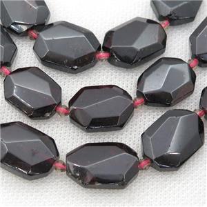 Garnet Beads, faceted rectangle, approx 13-20mm
